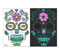 Tatouage de masque complet de squelette floral de crâne de, A | Autocollants de crâne de conception noctilucent, outil multicolore brillant pour la cérémonie d ' Halloween, garçons