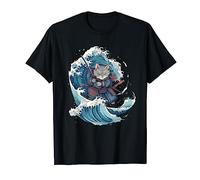 Tatouage de samouraï de chat japonais rétro graphique Ninja Kawaii T-Shirt