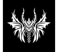tatouage de tête de dragon en colère, silhouette tournée vers l'avant Stickers gravés 49.2x60.1cm N'abîme pas le mur Blanc