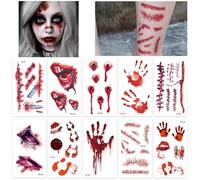 Tatouage d'Halloween - Cicatrices d'Halloween - Costume de vampire - Accessoires de maquillage - Faux tatouages - Blessures d'Halloween - Tatouage temporaire - Tatouages temporaires - Décoration