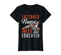 Tatouage d'infirmière tatouée à l'encre et à l'éducation T-Shirt Graphique avec Valeur, Femme, Noir, M