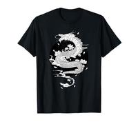 Tatouage Dragon Mythique Japonais avec Fleurs fluides T-Shirt