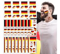 Tatouage Drapeau Allemagne, 26 Feuilles Drapeau Allemagne Tatouages Temporaire, Drapeau Allemagne Faux Tatouage Imperméable, Drapeau National Tatouage pour WM Party Décorations