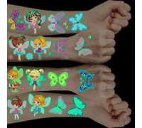 Tatouage Enfant - 10 Feuilles qui Brillent dans le noir - Brillant - Fée des Fleurs - Tatouage Ephemere Imperméable - Tatoo Enfant Fille - Decoration Anniversaire - Cadeau d'anniversaire pour Fille