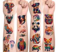 Tatouage Enfant Animaux,10 Feuilles Tatouage Ephemere Enfant pour 3 à 10 Ans,Faux Tatouage Aquarelle pour Garçons Filles,Cadeau Anniversaire Enfants Invites décoration de fête Petit Cadeau Pinata