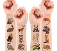 Tatouage Enfant Animaux, 96 PCS Tatouage Ephemere Enfant, Aquarelle Tatouages Temporaires, Réalistes Etanche Animaux Tatouages pour Garçons Filles, Cadeau Anniversaire Enfants éphémères Tatoo