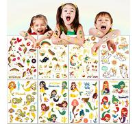 Tatouage Enfant Fille, Tatouage Ephemere Enfant Fille, 8 Feuilles Tatouage Enfant, Tatouage pour Enfants Hybride Sirène Licorne