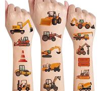 Tatouage Enfant,Tatouage Excavatrice,10 Feuilles Tatouage Ephemere Enfant kit Véhicules Construction,Etanche Faux Tatouage Enfant Garçon Fille,Cadeau Anniversaire Enfants Cadeaux de Garçon