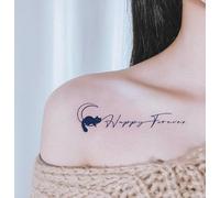Tatouage Ephemere Chat Lune Lettres Anglaises Imperméables Femme Deux Semaines Semi Permanents Jus De Fruits Autocollants Masculins Faux Tatouagetatouages Temporaires