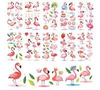 Tatouage Éphémère Flamant Rose, 10 Feuilles de Tatouages Temporaires pour Enfants, Tatouages à Thème Tropical, Décoration Fournitures de Fête d'anniversaire de Piscine de Plage d'été Pool Party
