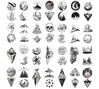 Tatouage Ephemere Petit Tatouage Temporaire Frais Imperméable Femme Longue Durée Noir Et Blanc Montagne Forêt Baleine Personnalité Mâle Petite Fleur Bras Autocollant