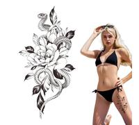 Tatouage éphémère rose pour femme - Faux tatouage imperméable - 15 jours - Accessoire de fête - Design unique - Motif autocollant sombre pour corps, main, bras, cou