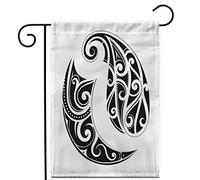 Tatouage Ethnique Maori Abstrait, Boucles Noires, Hawaï, Polynésien Garden Flag Solide Drapeaux Résistant Aux Intempéries Drapeau De Jardin Pour Pelouse Maison Célébrations 30X45Cm
