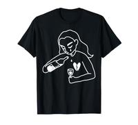 Tatouage Fine Line Broken Heart Breakup Wine Women T-Shirt