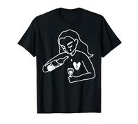 Tatouage Fine Line Broken Heart Breakup Wine Women T-Shirt Graphique avec Valeur