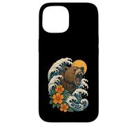 Tatouage Floral Motif Ours Rugissant océan Vague Coque pour iPhone 15