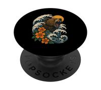 Tatouage Floral Motif Ours Rugissant océan Vague PopSockets PopGrip Adhésif