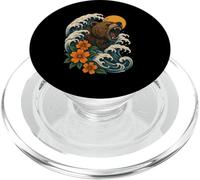 Tatouage Floral Motif Ours Rugissant océan Vague PopSockets PopGrip pour MagSafe
