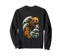 Tatouage Floral Motif Ours Rugissant océan Vague Sweatshirt