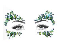 Tatouage Green Crystal Tatouage Visage Paillettes Rhinestone Tatouage Temporaire Musique Festival Fête Yeux Brillants Body Jewelry Tatouages (L0081)