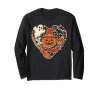 Tatouage Halloween Cœur Flash Boo Gribouillage Effrayant Manche Longue