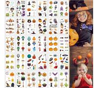 Tatouage Halloween Enfant, 30 Feuilles Etanche Tatouages Temporaires,Horrible Halloween Autocollant de Tatouage,Enfant fête d'halloween Cosplay Décorations (A)