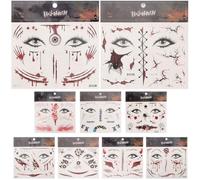Tatouage Halloween Visage Cicatrices Tatouages, 9 Feuilles, Papier