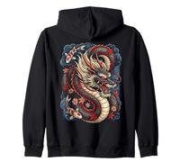 Tatouage Japonais Dragon Koi Poisson Sakura Design esthétique Sweat à Capuche