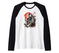 Tatouage Kawaii Japonais Chat samouraï Graphique Manche Raglan