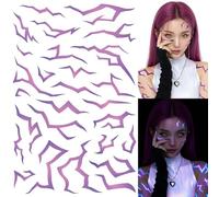 Tatouage Kpop Demon Hunter, Tatouage Kpop Demon Hunter éphémère, Faux Tatouage Autocollant Violet UV Glow, Tatouages Adhésifs Pour Le Visage Et Le Corps, Cosplay, Rave, Halloween (1)