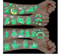 Tatouage Licorne Enfant Fille - Brillent Dans Le Noir - 10 Feuilles - Rose