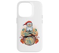 Tatouage Motard Père Noël drôle Design Vacances Noël Coque pour iPhone 14 Pro