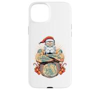 Tatouage Motard Père Noël drôle Design Vacances Noël Coque pour iPhone 15 Plus
