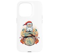 Tatouage Motard Père Noël drôle Design Vacances Noël Coque pour iPhone 15 Pro