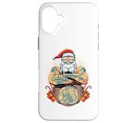 Tatouage Motard Père Noël drôle Design Vacances Noël Coque pour iPhone 16 Plus