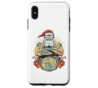 Tatouage Motard Père Noël drôle Design Vacances Noël Coque pour iPhone XS Max