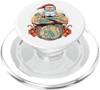 Tatouage Motard Père Noël drôle Design Vacances Noël PopSockets PopGrip pour MagSafe