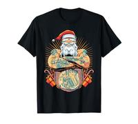 Tatouage motard Père Noël drôle design vacances Noël T-Shirt