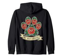 Tatouage My Best Friend Patte de Chat Rose Old School Sweat à Capuche