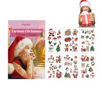 Tatouage Noel Enfant, Tatouage Temporaire Enfant, 6 Pièces Etanche Faux Tatouage, Gadgets Cadeau Noel Gommettes, Fournitures de Fête d'Noël avec Père Noël Chaussette Sapin Traineau Renne etc