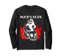 Tatouage Pin Up Devil Woman Skull & Flames pour Homme Manche Longue