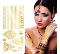 Tatouage Prince du Désert Ornements dorés Carnaval Design créatif Ravissant motif Sheik Ornements féeriques Accents luxueux, Couleur : Or
