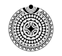 tatouage rond ornement géométrique avec croix gammée style maori et Stickers gravés 42x43.7cm N'abîme pas le mur Noir