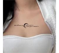 Tatouage semi-permanent à base de plantes avec forme de croissant de lune sur la clavicule, non réfléchissant et ne s'efface pas. Longue durée pendant 2 semaines. Faux tatouages