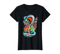 Tatouage Serpent de feu King Cobra Serpent T-Shirt Graphique avec Valeur, Femme, Noir, XS
