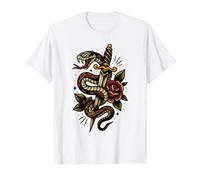 Tatouage Serpent | Serpent avec Poignard et Rose | Tattoo Flash T-Shirt Graphique avec Valeur