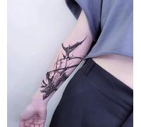 Tatouage Temporaire Bras Squelette De Requin Cassé Autocollant Faux Tatouage À Base De Plantes Semi-Permanent D'Une Durée De 2 Semaines Hommes Et Femmes Imperméable Lavable