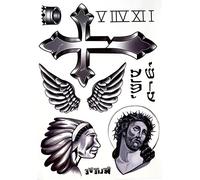 Tatouage temporaire Croix Tatouage Chiffre romain Jésus Faux tatouage Cross Tattoo JB-01