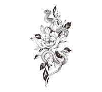 Tatouage temporaire de fleur, tatouage temporaire de rose | Autocollants réalistes de faux tatouage de fleur de rose - Fournitures de fête, motifs de décalcomanies foncés au Design Unique, pour le cor