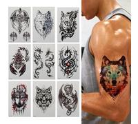 Tatouage Temporaire De Loup 3d, Transfert D'eau, Autocollant Pour Enfants, Femmes, Hommes, Lion, Dragon, Tatouage Corporel Pour Bras